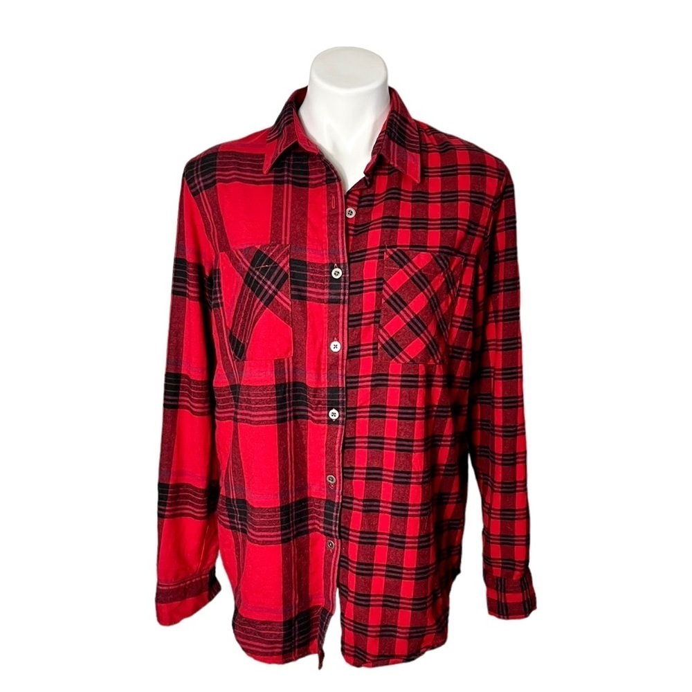 Gypsy Warrior Plaid Flannel Button Down Size Medium Red/Black